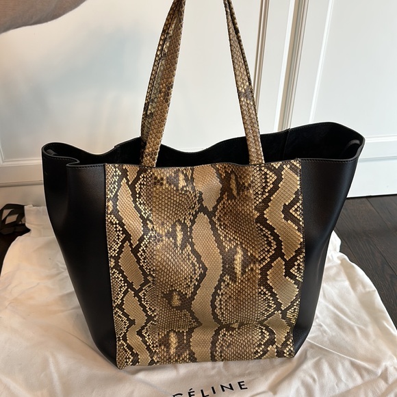 Celine Medium Phantom Leather & Python Cabas Bag - Picture 2 of 10